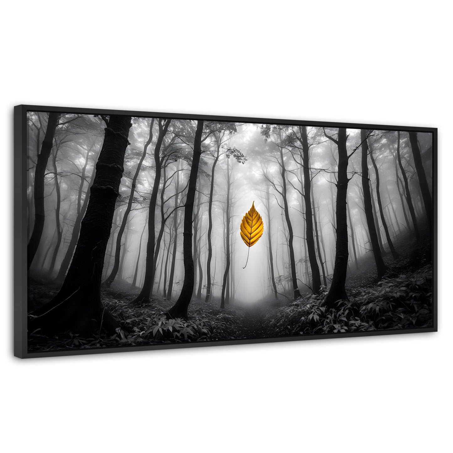 Cuadros Decorativos Canvas Revolution | Hoja En Silencio | Panoramico | Portada | Marco Plateado