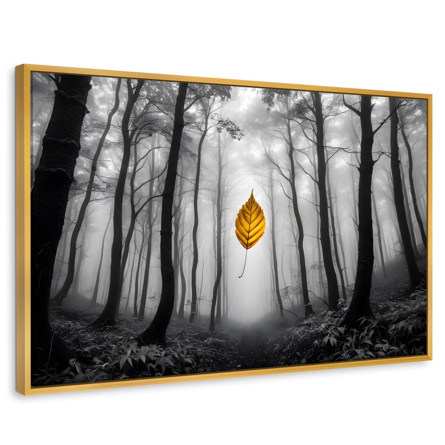 Cuadros Decorativos Canvas Revolution | Hoja En Silencio | Rectangular | Portada | Marco Dorado
