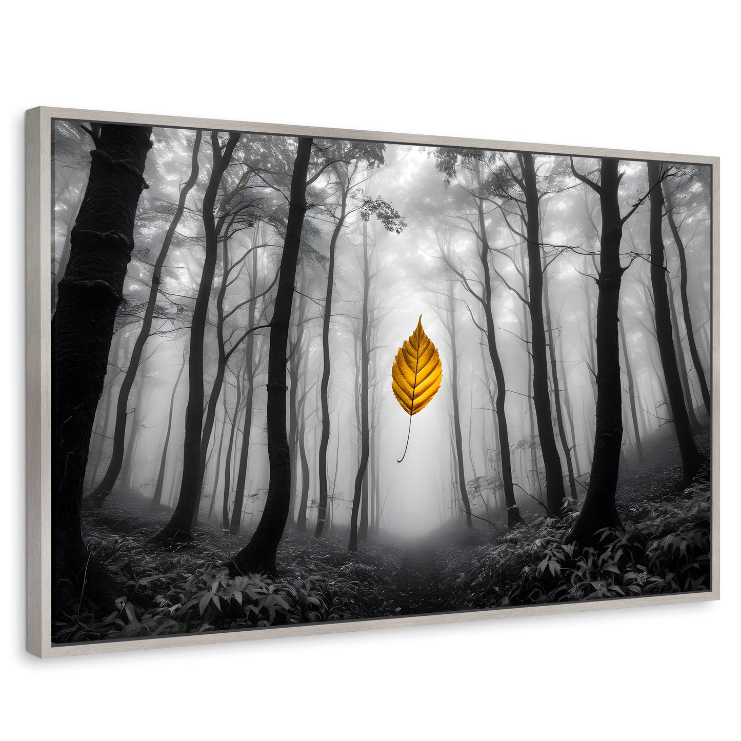 Cuadros Decorativos Canvas Revolution | Hoja En Silencio | Rectangular | Portada | Marco Plateado