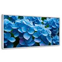 Cuadros Decorativos Canvas Revolution | Hortensia Azulada | Panoramico | Portada | Marco Blanco