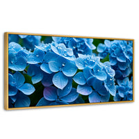 Cuadros Decorativos Canvas Revolution | Hortensia Azulada | Panoramico | Portada | Marco Dorado