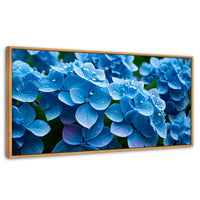 Cuadros Decorativos Canvas Revolution | Hortensia Azulada | Panoramico | Portada | Marco Madera