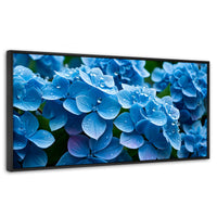 Cuadros Decorativos Canvas Revolution | Hortensia Azulada | Panoramico | Portada | Marco Negro