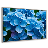 Cuadros Decorativos Canvas Revolution | Hortensia Azulada | Rectangular | Portada | Marco Plateado