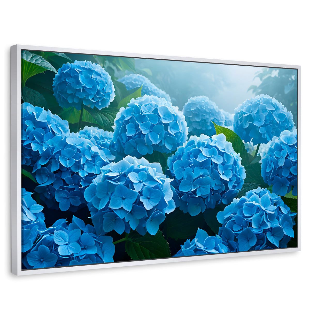 Cuadros Decorativos Canvas Revolution | Hortensias Azules | Rectangular | Portada | Marco Blanco