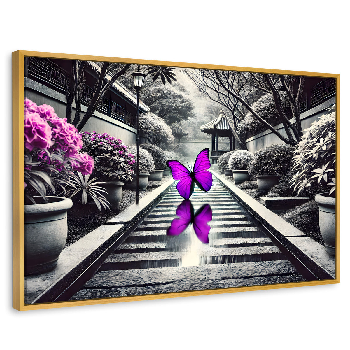 Cuadros Decorativos Canvas Revolution | Jardin En Vuelo | Rectangular | Portada | Marco Dorado