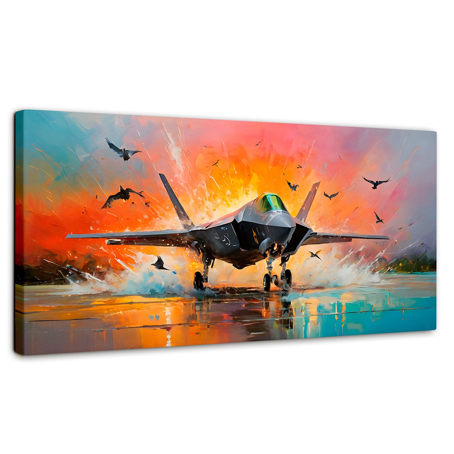 Cuadros Decorativos Canvas Revolution | Jet Pista Aerea | Panoramico | Portada