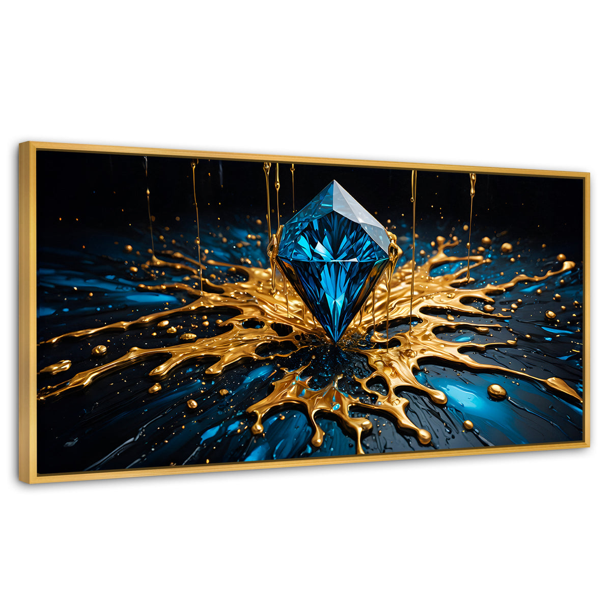 Cuadros Decorativos Canvas Revolution | Joya Azul Zafiro | Panoramico | Portada | Marco Madera