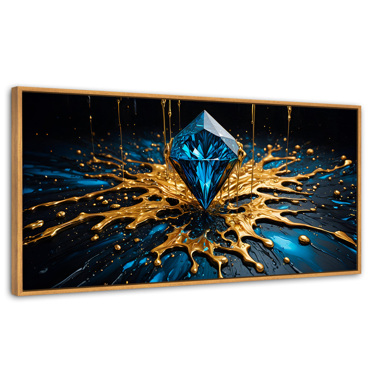 Cuadros Decorativos Canvas Revolution | Joya Azul Zafiro | Panoramico | Portada | Marco Negro
