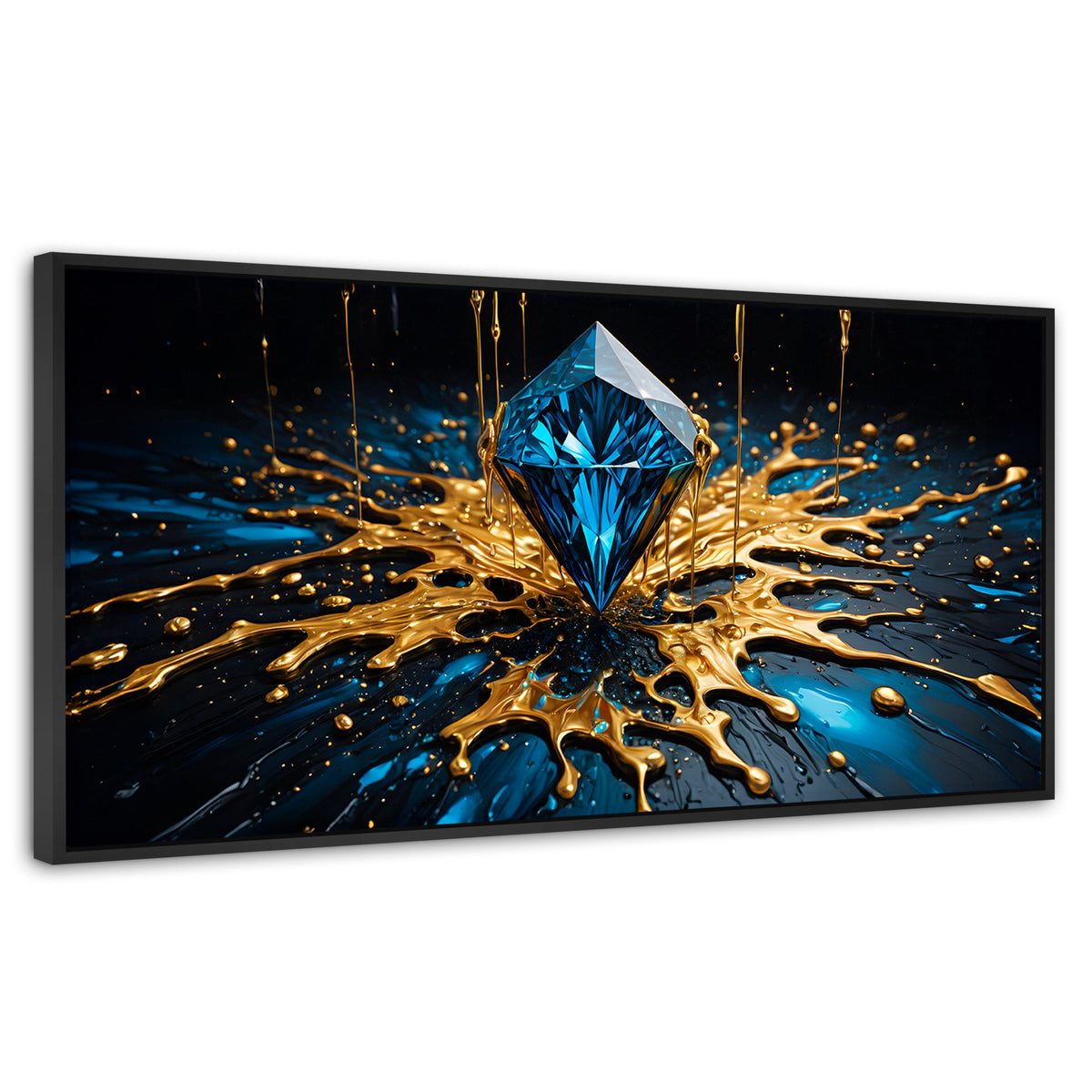Cuadros Decorativos Canvas Revolution | Joya Azul Zafiro | Panoramico | Portada | Marco Plateado