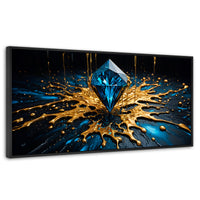 Cuadros Decorativos Canvas Revolution | Joya Azul Zafiro | Panoramico | Portada | Marco Plateado