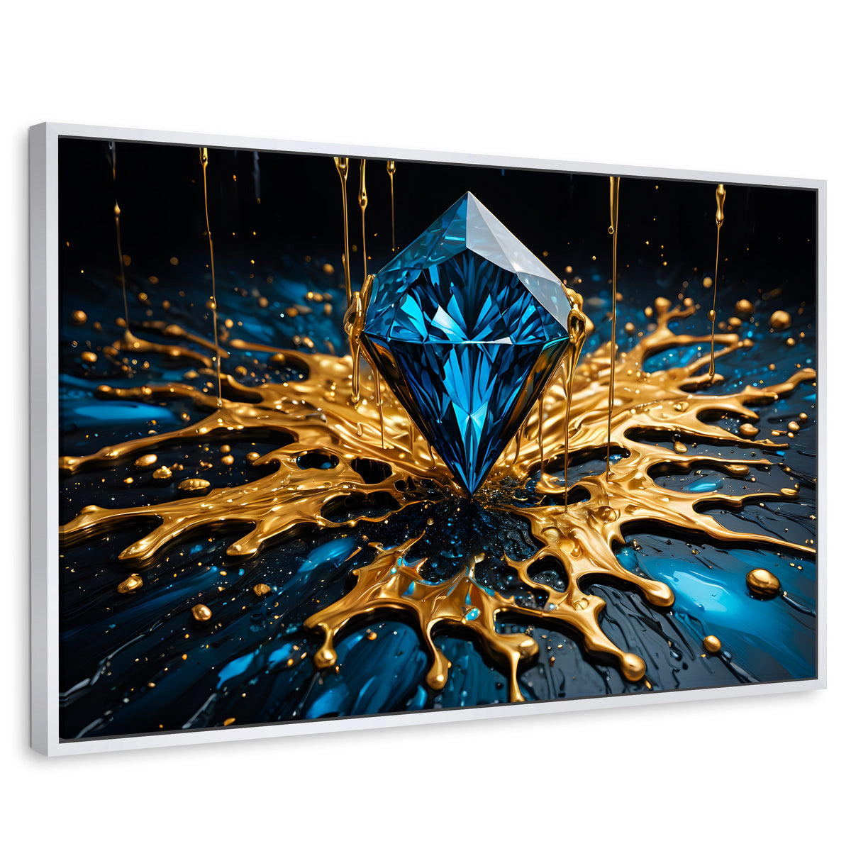 Cuadros Decorativos Canvas Revolution | Joya Azul Zafiro | Rectangular | Portada | Marco Blanco