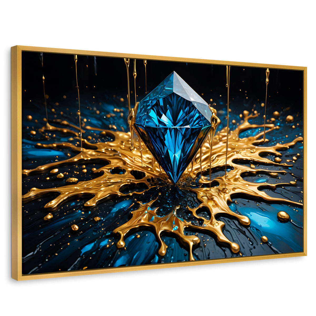 Cuadros Decorativos Canvas Revolution | Joya Azul Zafiro | Rectangular | Portada | Marco Dorado