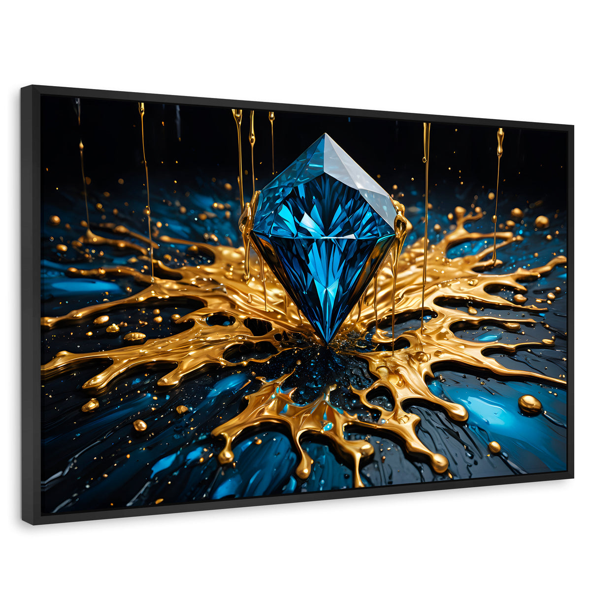 Cuadros Decorativos Canvas Revolution | Joya Azul Zafiro | Rectangular | Portada | Marco Negro