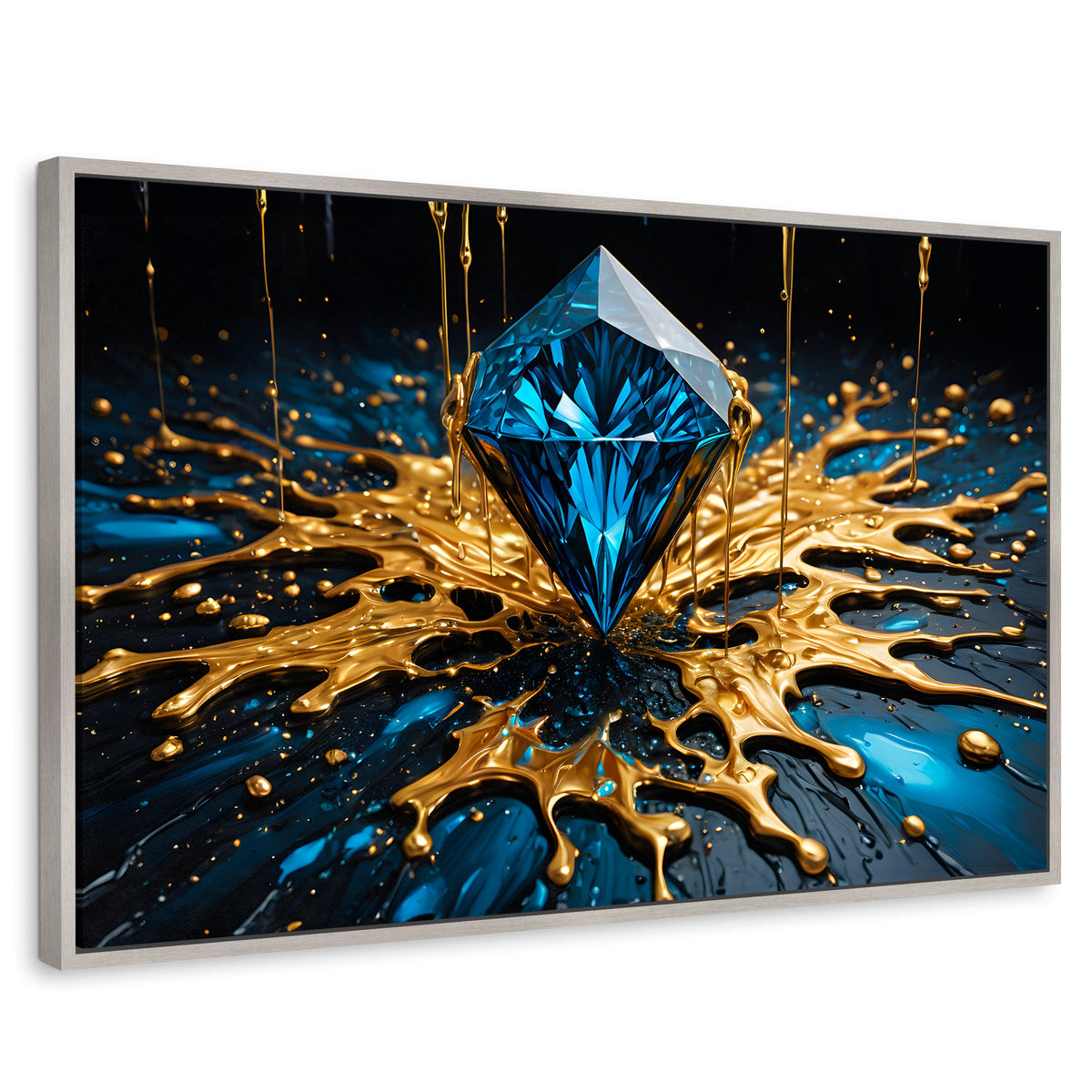 Cuadros Decorativos Canvas Revolution | Joya Azul Zafiro | Rectangular | Portada | Marco Plateado