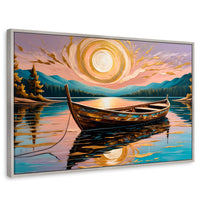 Cuadros Decorativos Canvas Revolution | Lago De Luz Dorada | Rectangular | Portada | Marco Plateado