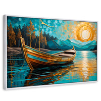 Cuadros Decorativos Canvas Revolution | Lago Dorado Y Balza | Rectangular | Portada | Marco Blanco