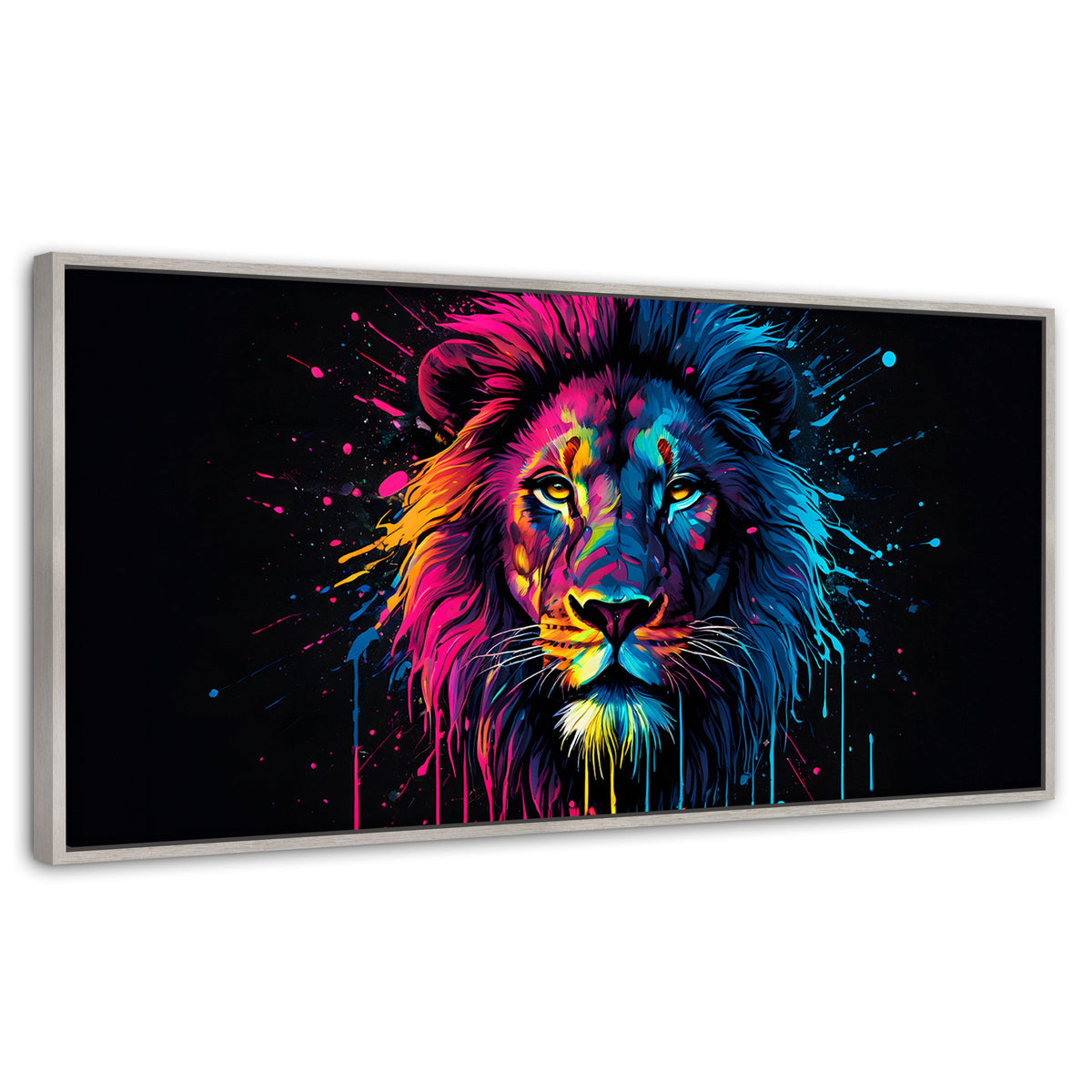 Cuadros Decorativos Canvas Revolution | Leon Cromatico | Panoramico | Portada | Marco Blanco