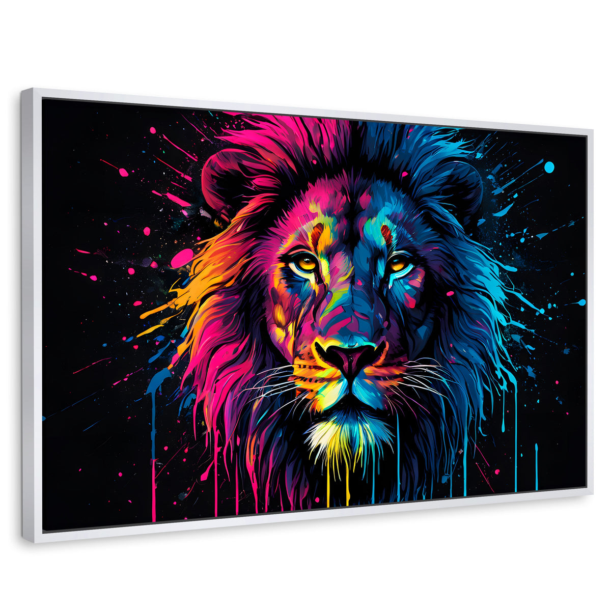Cuadros Decorativos Canvas Revolution | Leon Cromatico | Rectangular | Portada | Marco Blanco