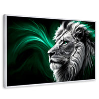 Cuadros Decorativos Canvas Revolution | Leon Radiante | Rectangular | Portada | Marco Blanco