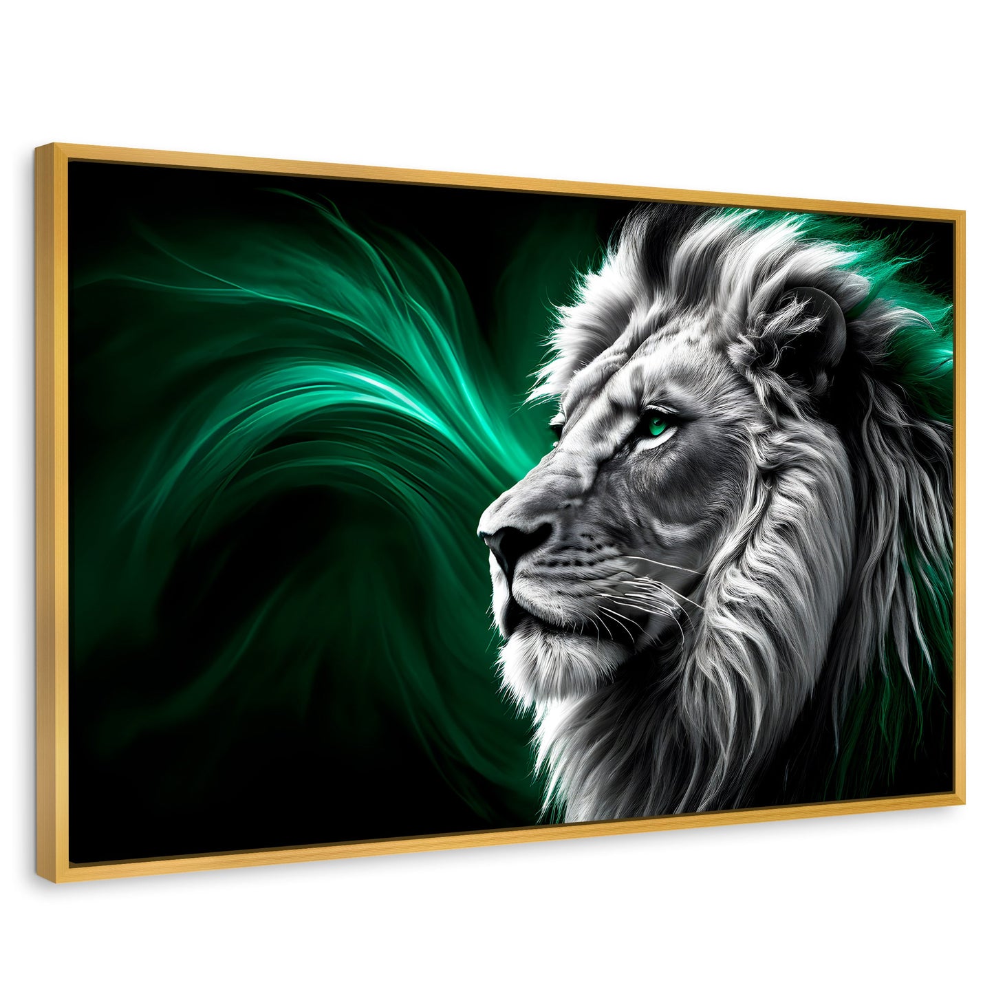 Cuadros Decorativos Canvas Revolution | Leon Radiante | Rectangular | Portada | Marco Dorado