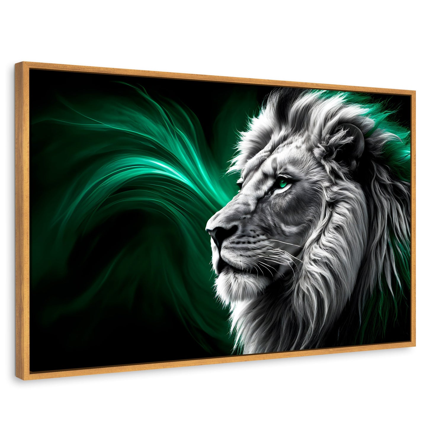 Cuadros Decorativos Canvas Revolution | Leon Radiante | Rectangular | Portada | Marco Madera
