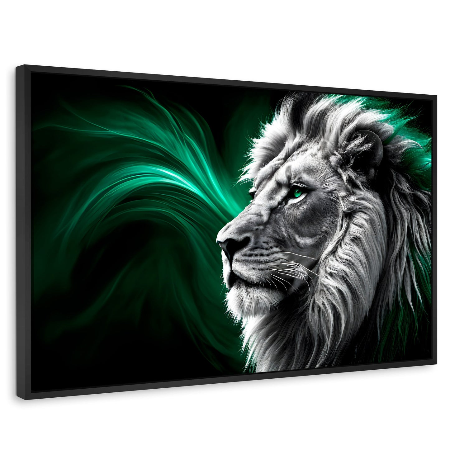 Cuadros Decorativos Canvas Revolution | Leon Radiante | Rectangular | Portada | Marco Negro