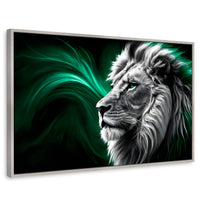 Cuadros Decorativos Canvas Revolution | Leon Radiante | Rectangular | Portada | Marco Plateado