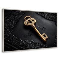 Cuadros Decorativos Canvas Revolution | Llave Dorada | Rectangular | Portada | Marco Plateado