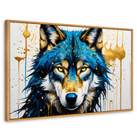 Cuadros Decorativos Canvas Revolution | Lobo Azul Dorado | Rectangular | Portada | Marco Madera