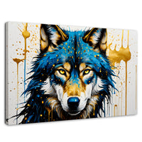 Cuadros Decorativos Canvas Revolution | Lobo Azul Dorado | Rectangular | Portada | Marco SinMarco