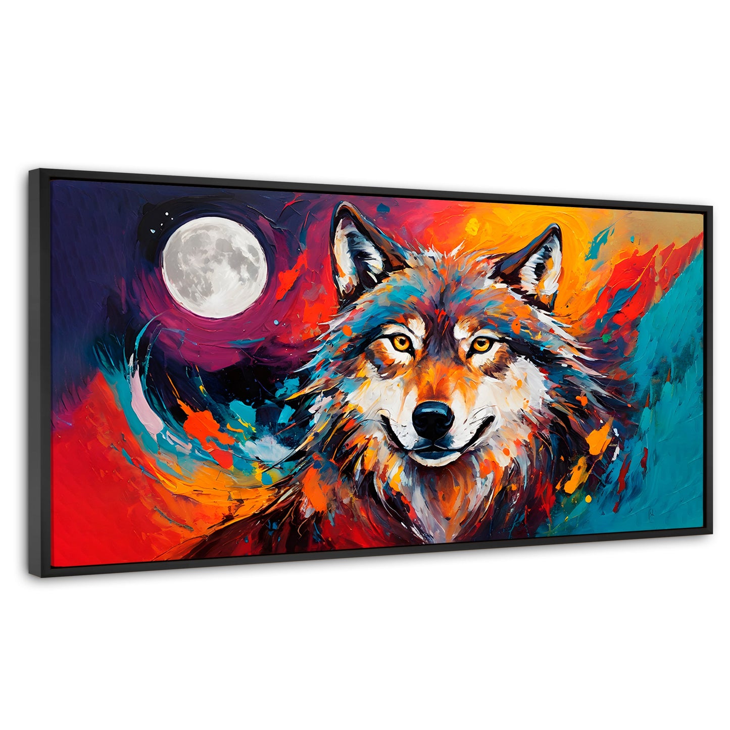 Cuadros Decorativos Canvas Revolution | Lobo Luna Llena | Panoramico | Portada