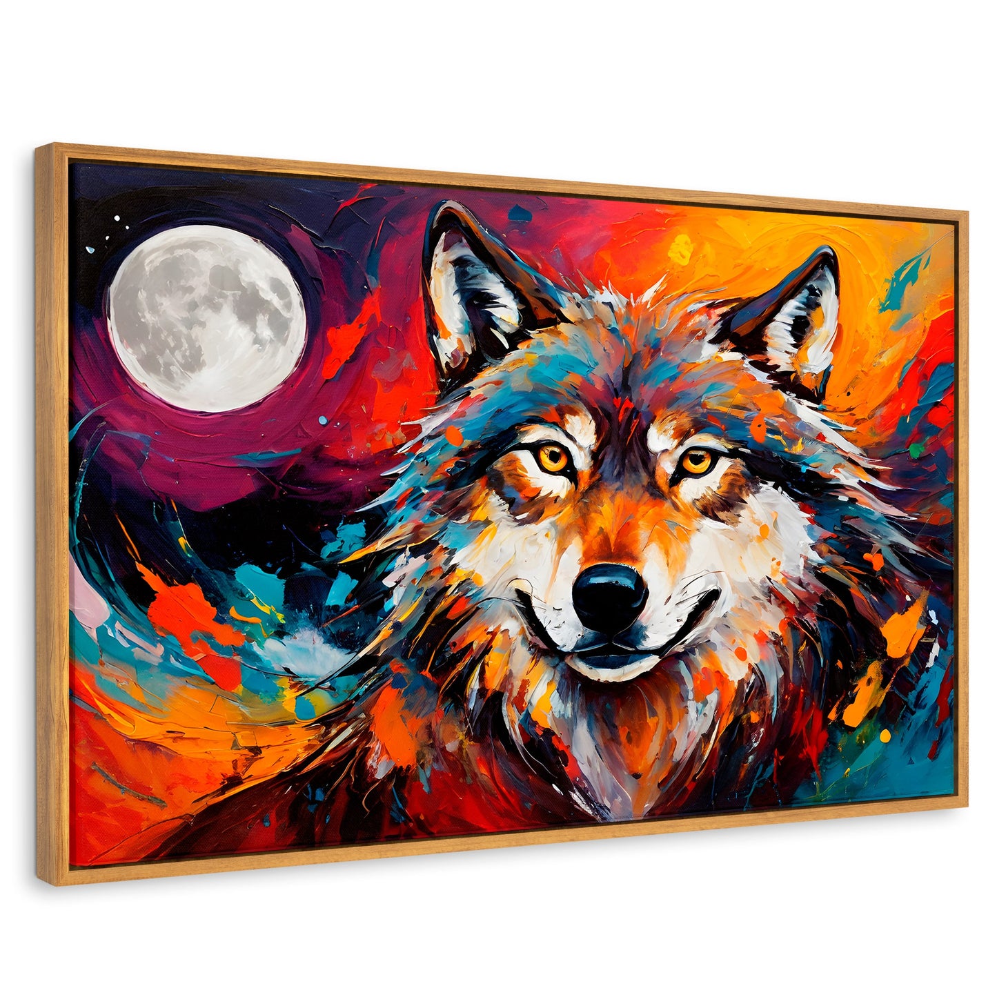 Cuadros Decorativos Canvas Revolution | Lobo Luna Llena | Rectangular | Portada