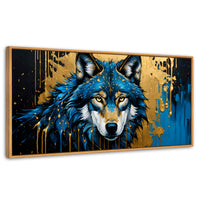Cuadros Decorativos Canvas Revolution | Lobo Majestuoso | Panoramico | Portada | Marco Negro