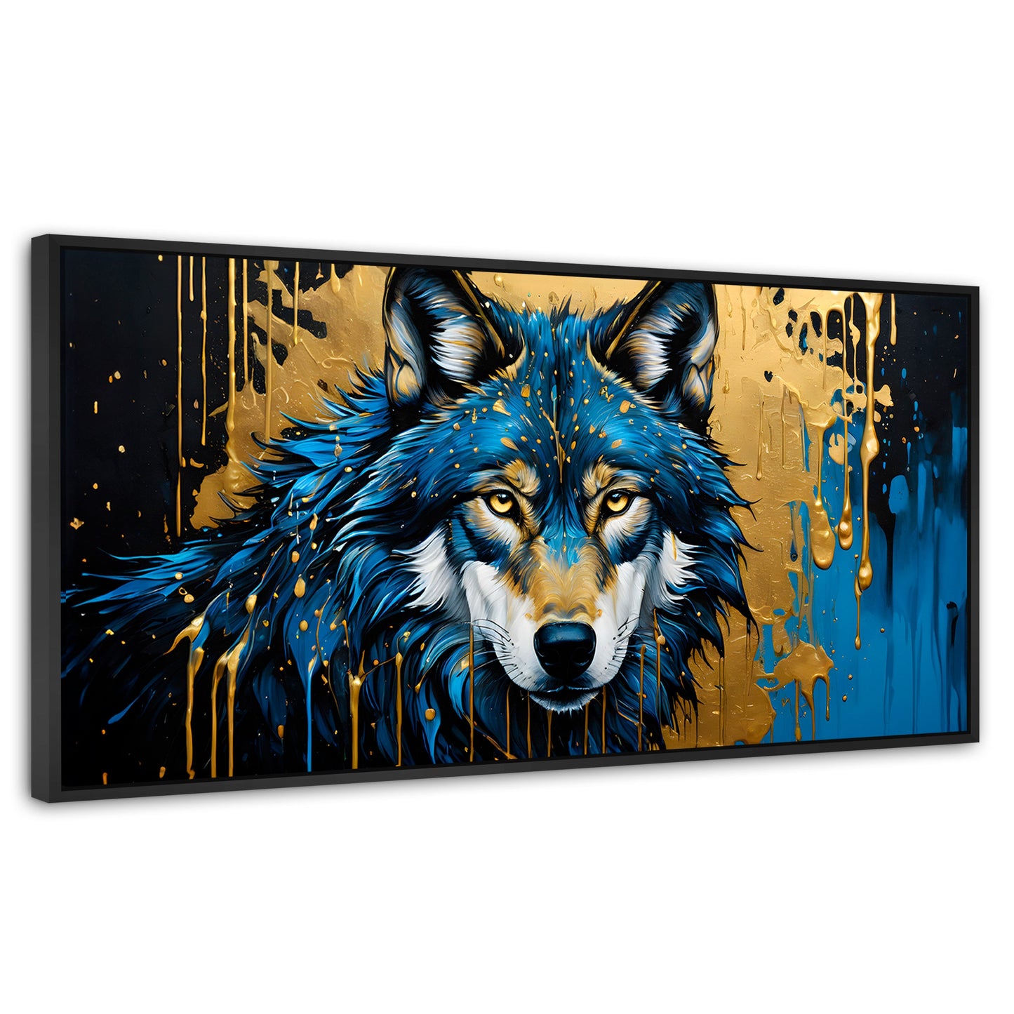 Cuadros Decorativos Canvas Revolution | Lobo Majestuoso | Panoramico | Portada | Marco Plateado