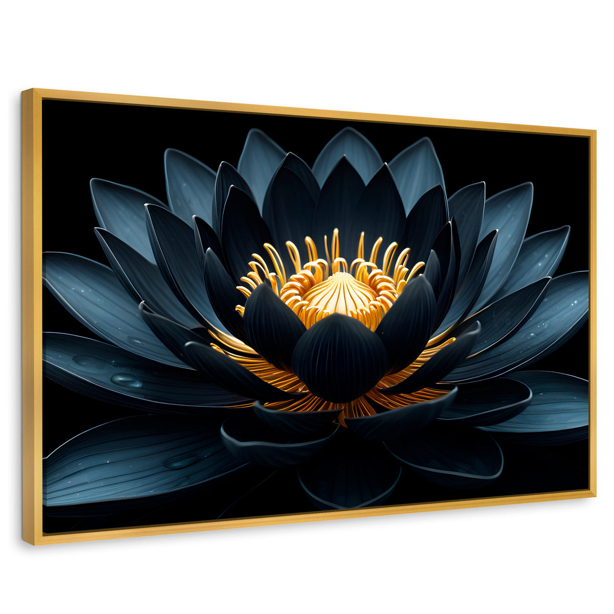 Cuadros Decorativos Canvas Revolution | Loto En Sombra | Rectangular | Portada | Marco Dorado