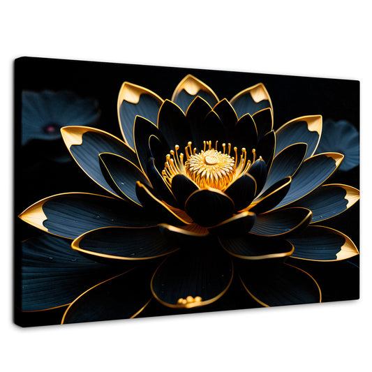 Cuadros Decorativos Canvas Revolution | Loto Negro Oro | Rectangular | Portada | Marco SinMarco