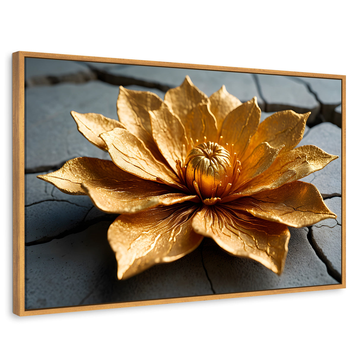 Cuadros Decorativos Canvas Revolution | Loto Oro Mistico | Rectangular | Portada | Marco Madera