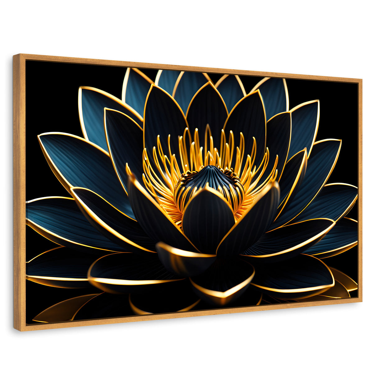 Cuadros Decorativos Canvas Revolution | Loto Oro Oscuro | Rectangular | Portada | Marco Madera