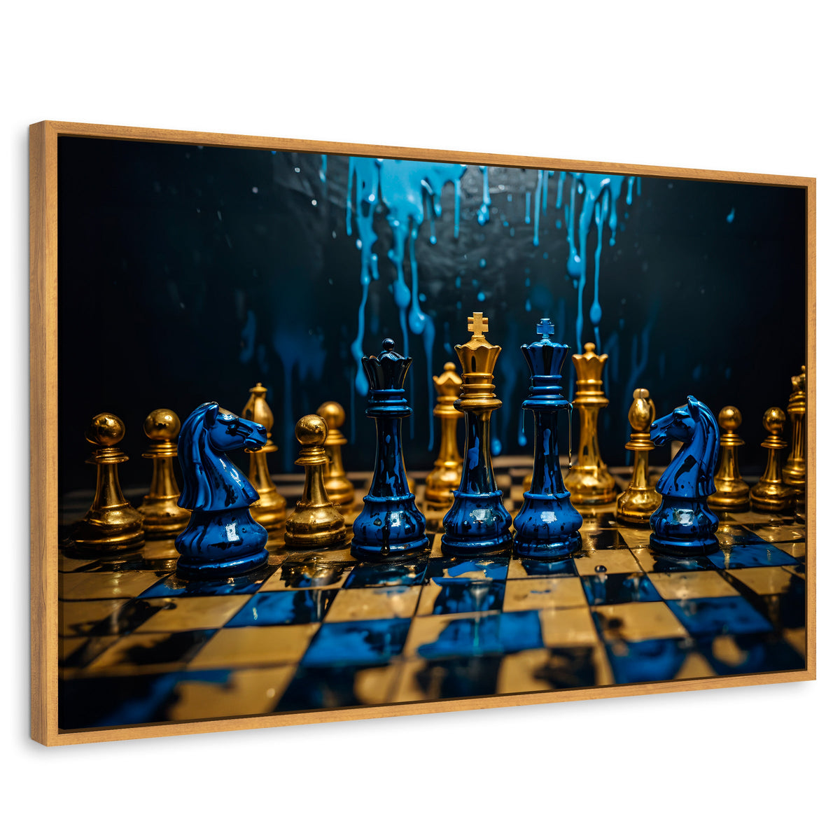 Cuadros Decorativos Canvas Revolution | Majestad Azul Oro | Rectangular | Portada | Marco Madera