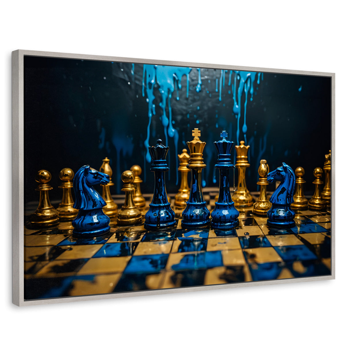 Cuadros Decorativos Canvas Revolution | Majestad Azul Oro | Rectangular | Portada | Marco Plateado