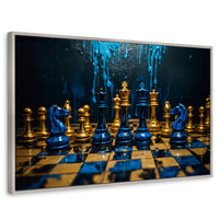 Cuadros Decorativos Canvas Revolution | Majestad Azul Oro | Rectangular | Portada | Marco Plateado
