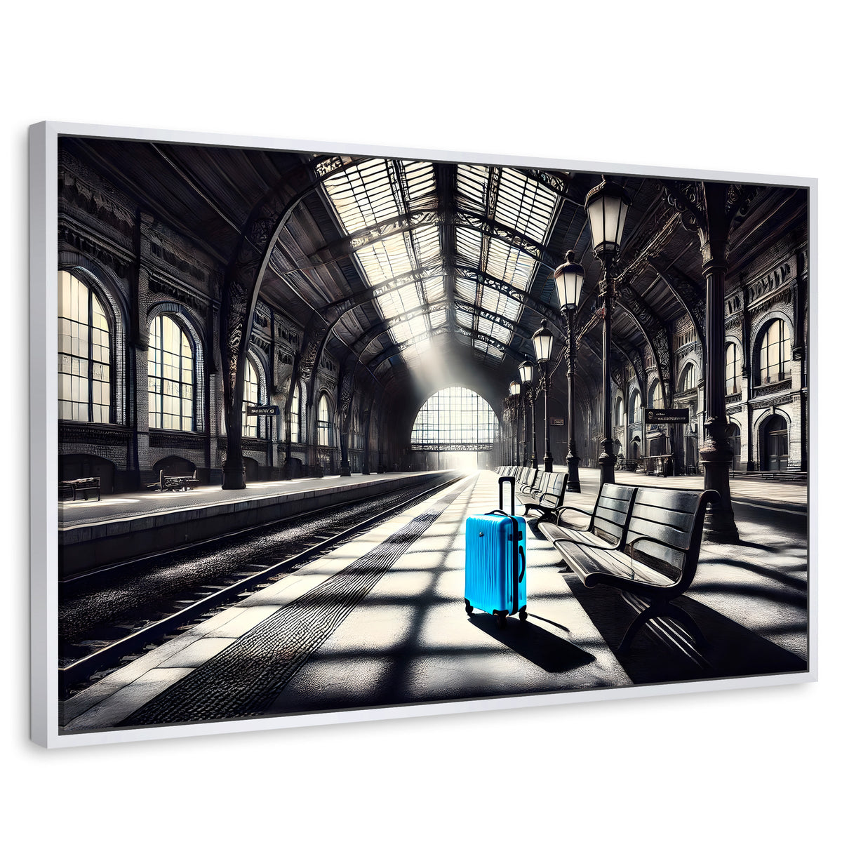 Cuadros Decorativos Canvas Revolution | Maleta En Espera | Rectangular | Portada | Marco Blanco