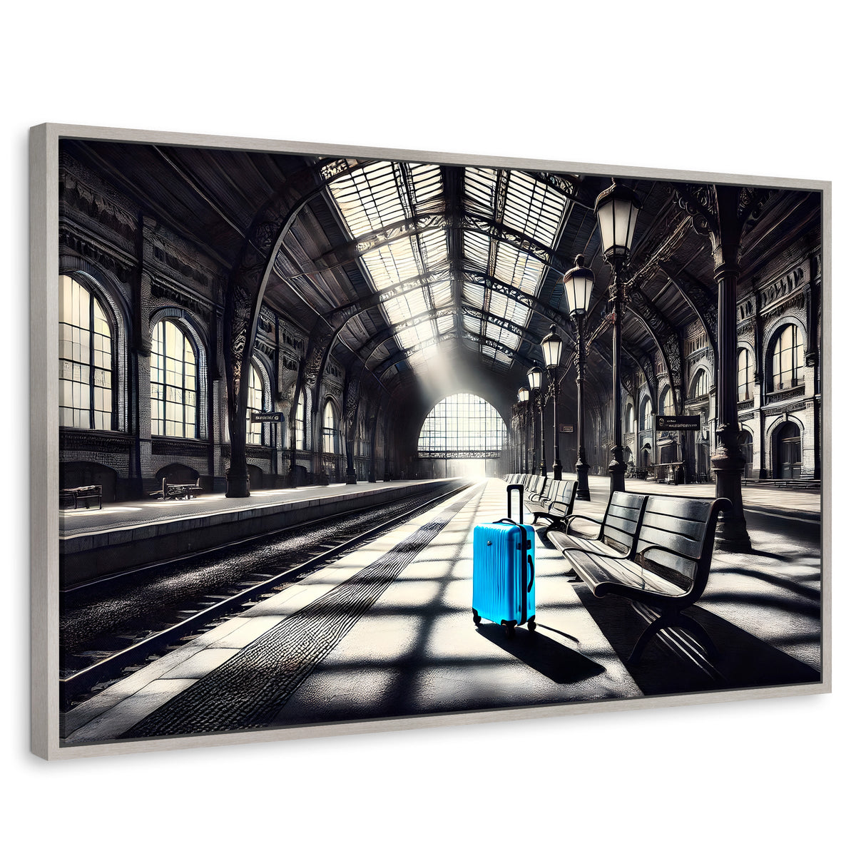 Cuadros Decorativos Canvas Revolution | Maleta En Espera | Rectangular | Portada | Marco Plateado