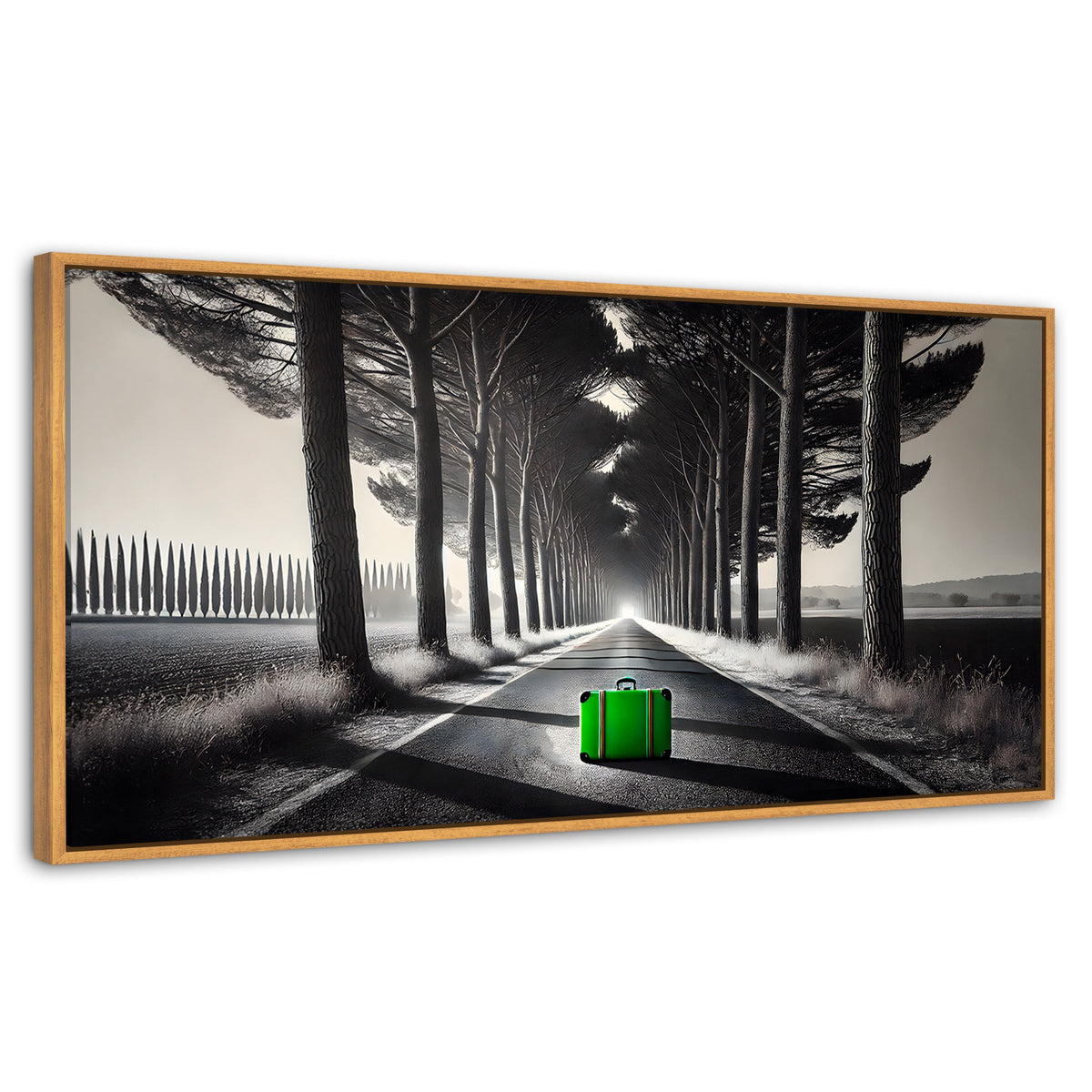 Cuadros Decorativos Canvas Revolution | Maleta Solitaria | Panoramico | Portada | Marco Negro