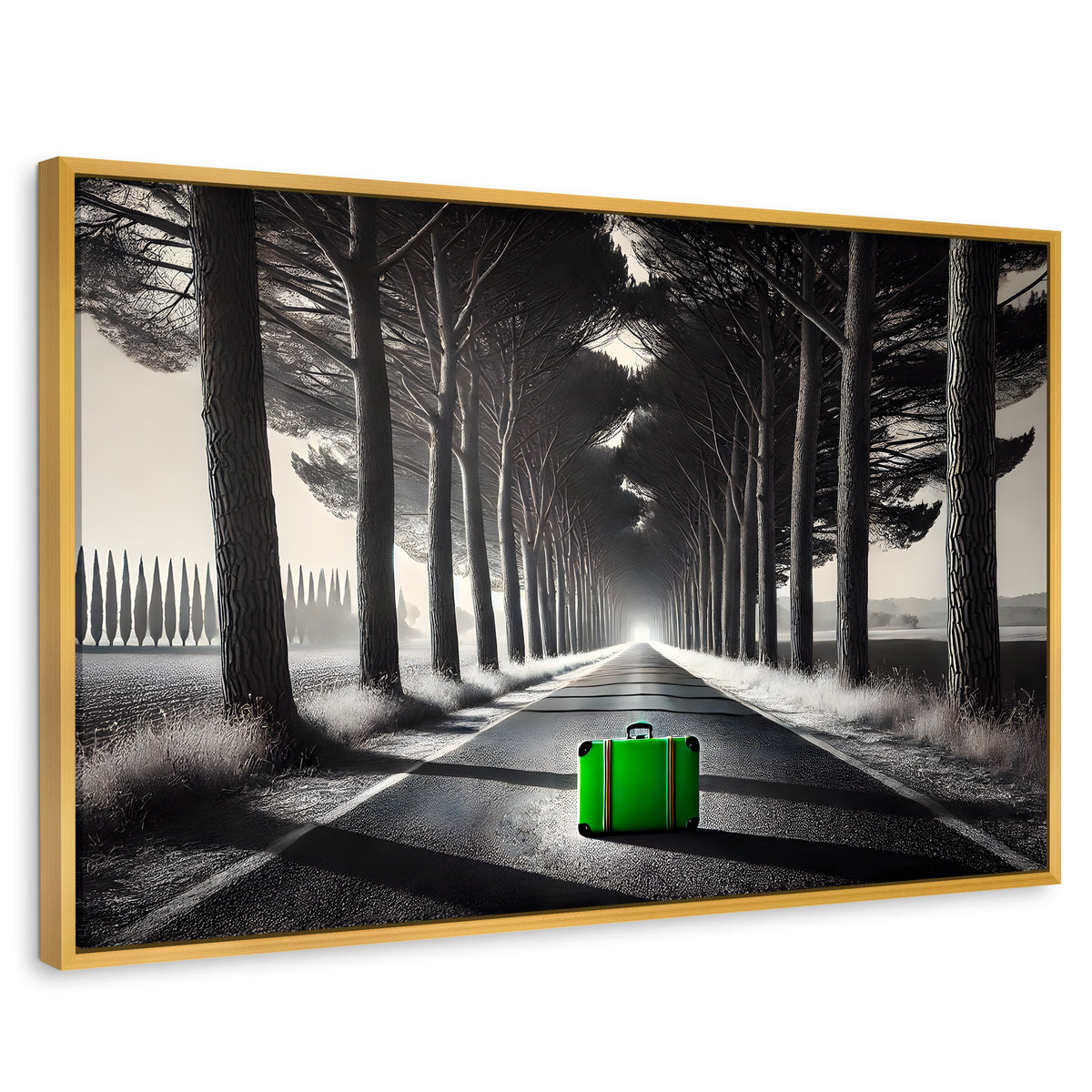 Cuadros Decorativos Canvas Revolution | Maleta Solitaria | Rectangular | Portada | Marco Dorado