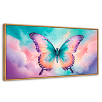 Cuadros Decorativos Canvas Revolution | Mariposa Celeste | Panoramico | Portada | Marco Negro