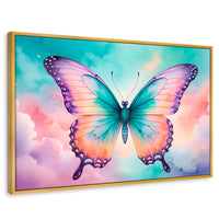 Cuadros Decorativos Canvas Revolution | Mariposa Celeste | Rectangular | Portada | Marco Dorado