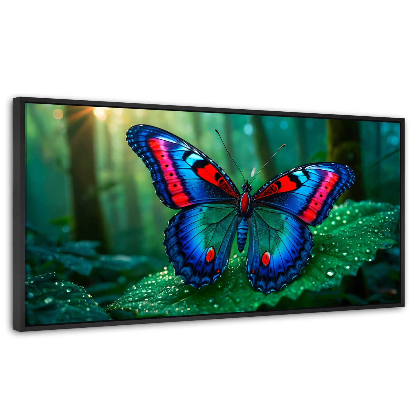 Cuadros Decorativos Canvas Revolution | Mariposa De Selva | Panoramico | Portada | Marco Plateado