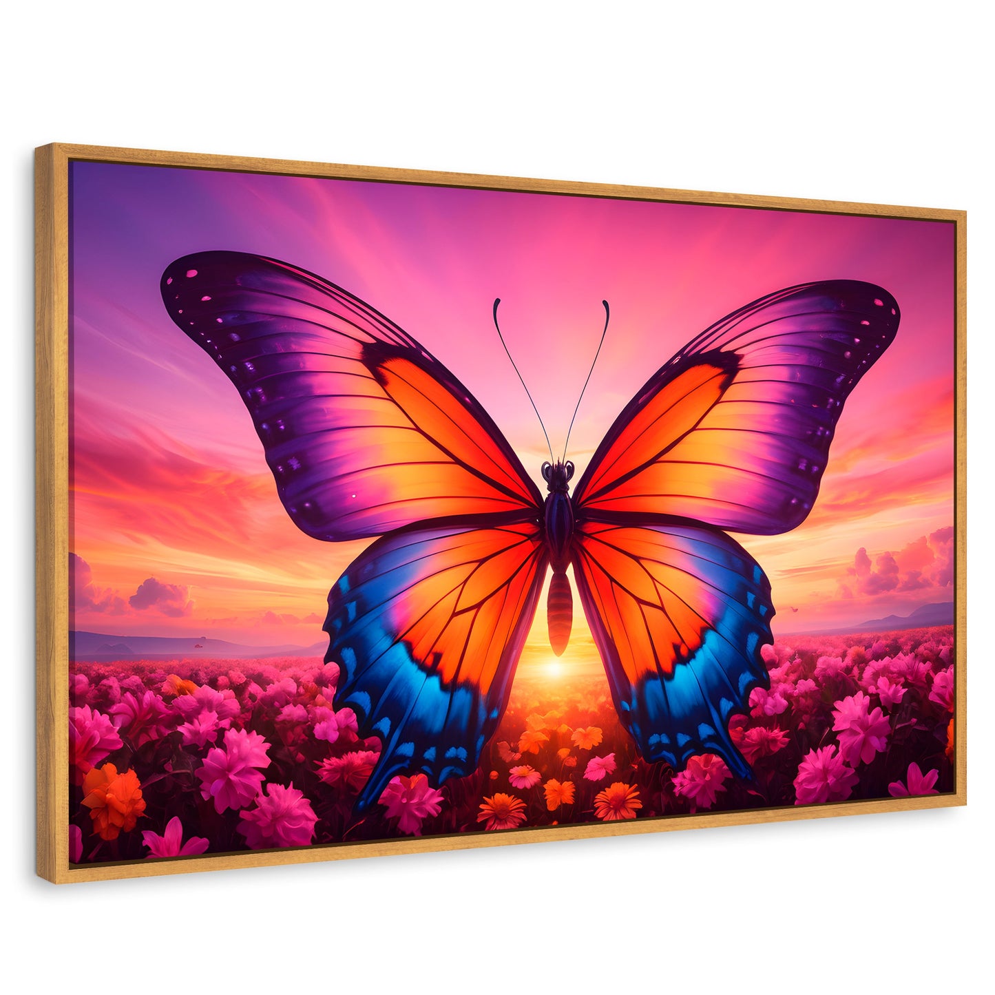 Cuadros Decorativos Canvas Revolution | Mariposa En El Alba | Rectangular | Portada | Marco Madera
